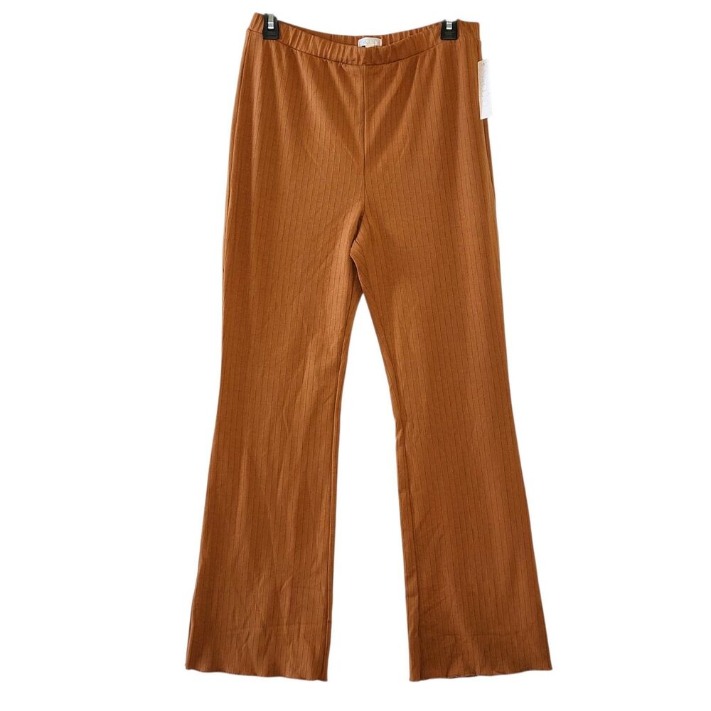 Abound Soft Ribbed High Rise Flare Pants Copper Color Small Nordstrom Loungewear